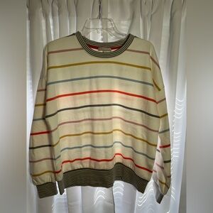 Women’s P.J. SALVAGE Cream w/ Colorful Stripes Sweatshirt Sz L